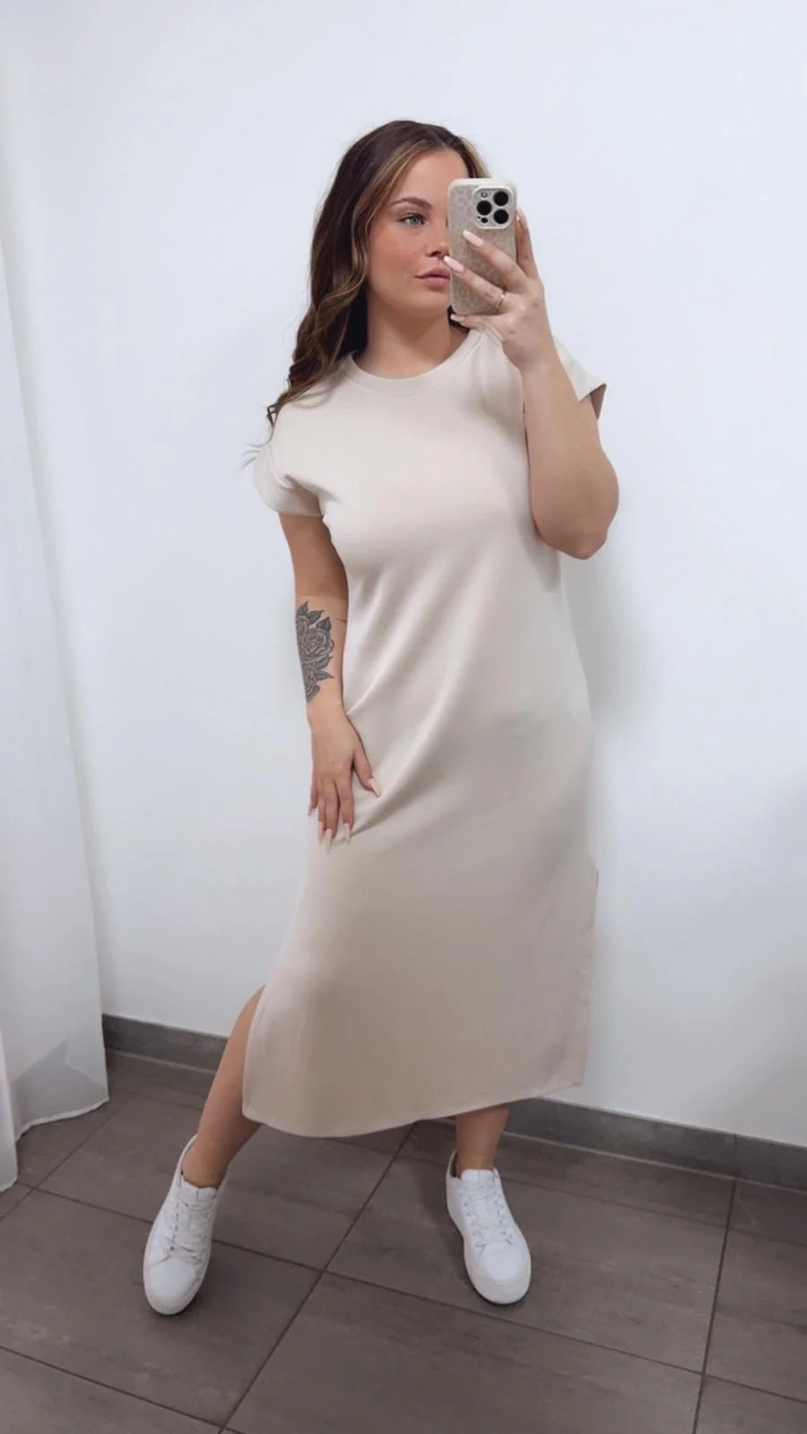 Butterstoff Shirt - Kleid/ BEIGE / Art. 14804