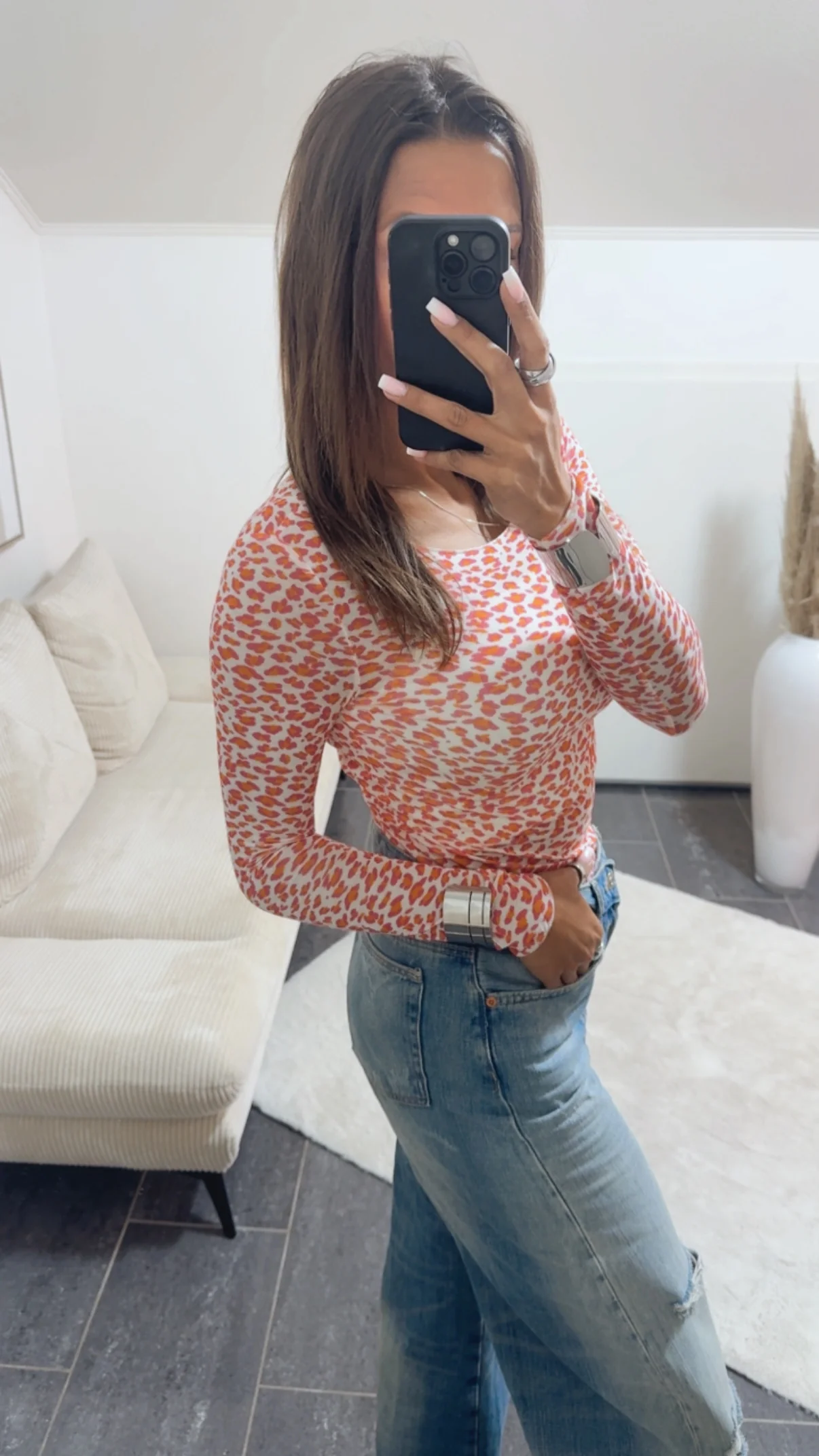 LEO Transparentes Trend Oberteil / creme - pink - orange Art. 14811 - Image 2