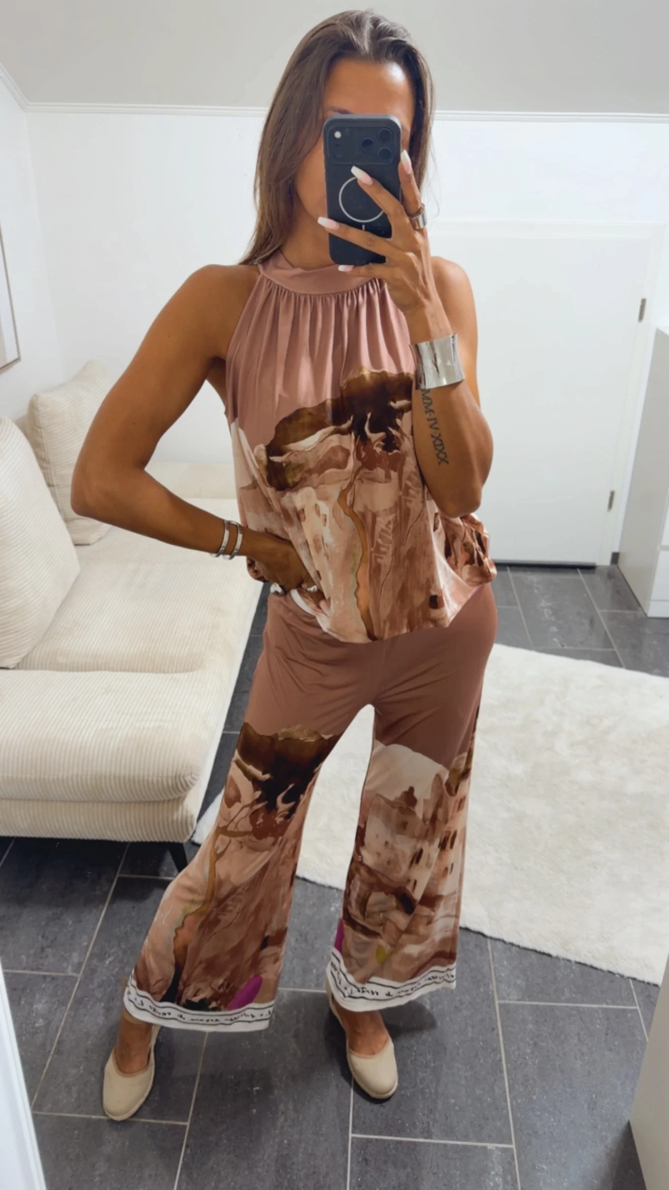 luftig, leichtes Set aus Top und Hose / taupe Art. 15397