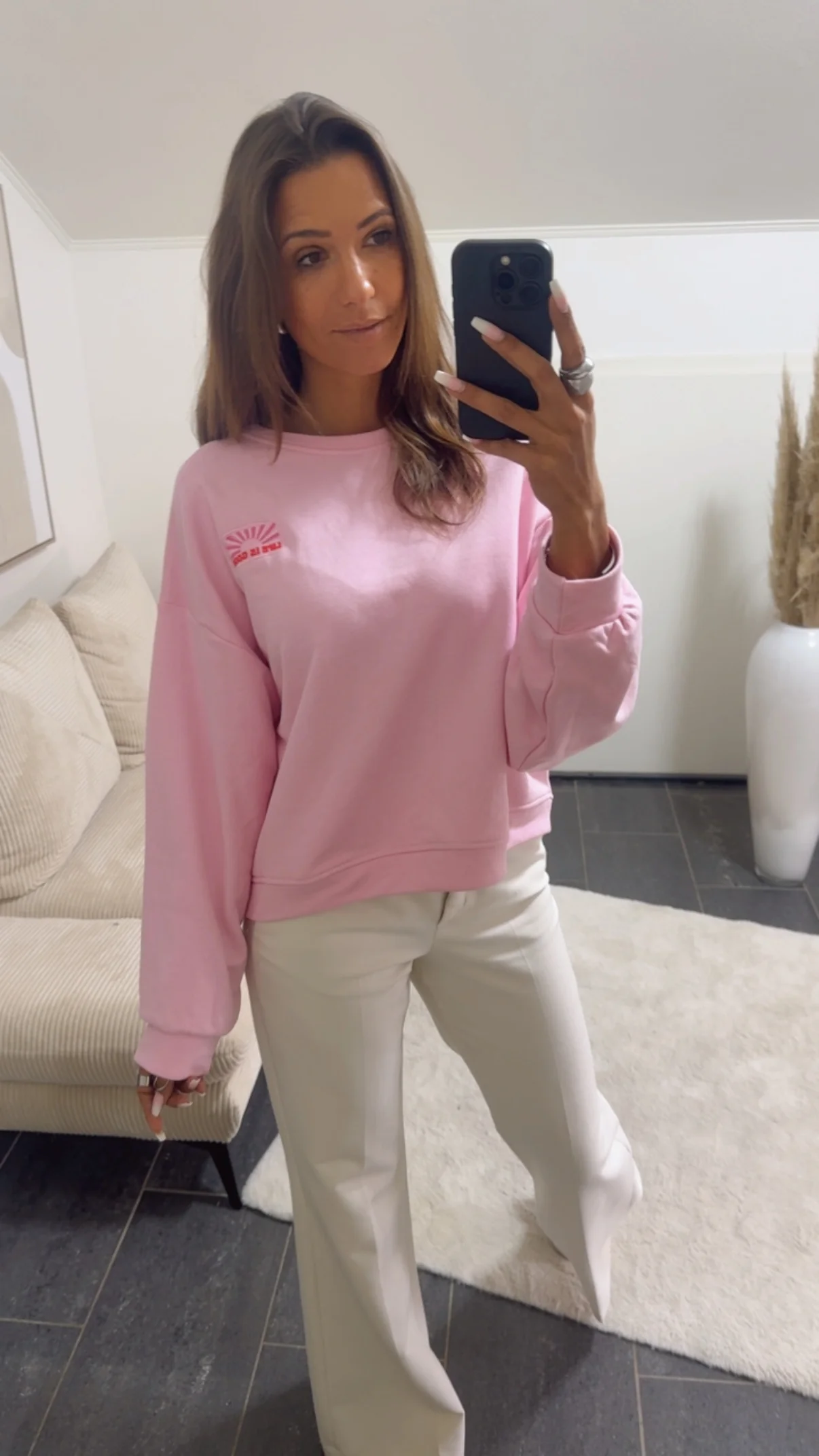 Sweater " Life is good " / rosa - soft pink Art. 13612 - Image 4
